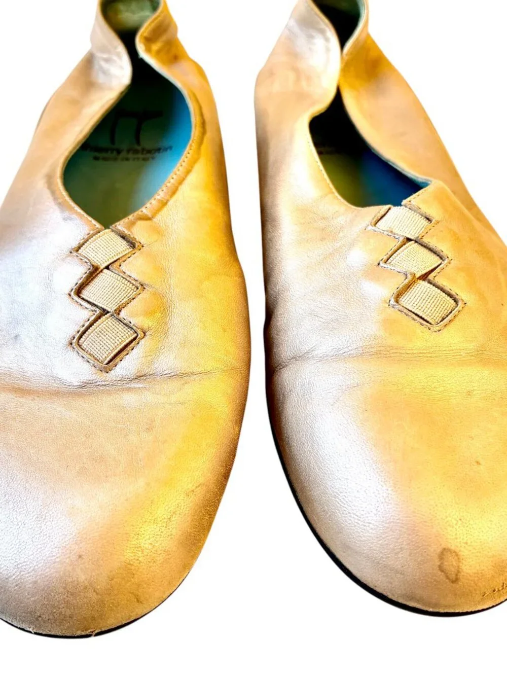 Thierry Rabotin Grace Platinum Gold Metalliic Leather Ballet Flat size 40 9.5